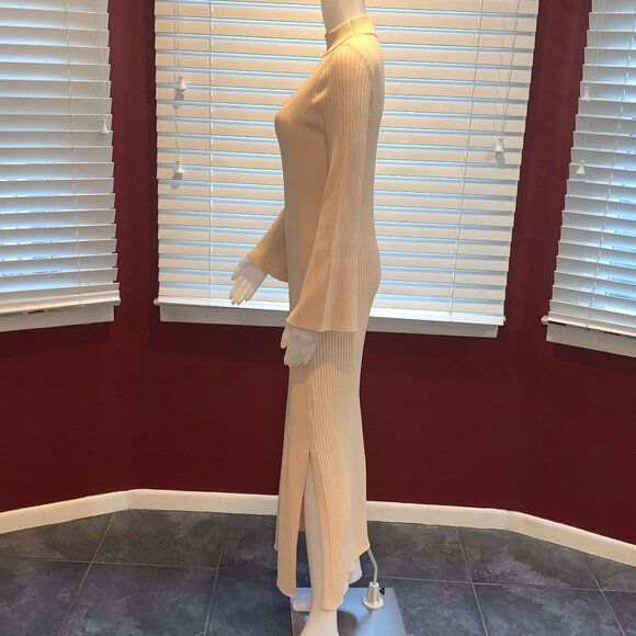 EUC Line & Dot Jessica Sweater Dress S Bell Sleeve Ribbed Knit Side Slit Maxi - Picture 2 of 11